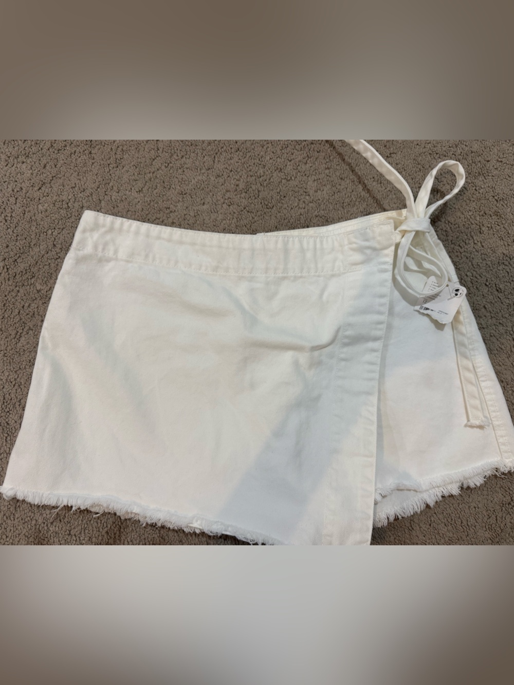 Free people White Frayed Hem Wrap Skort
